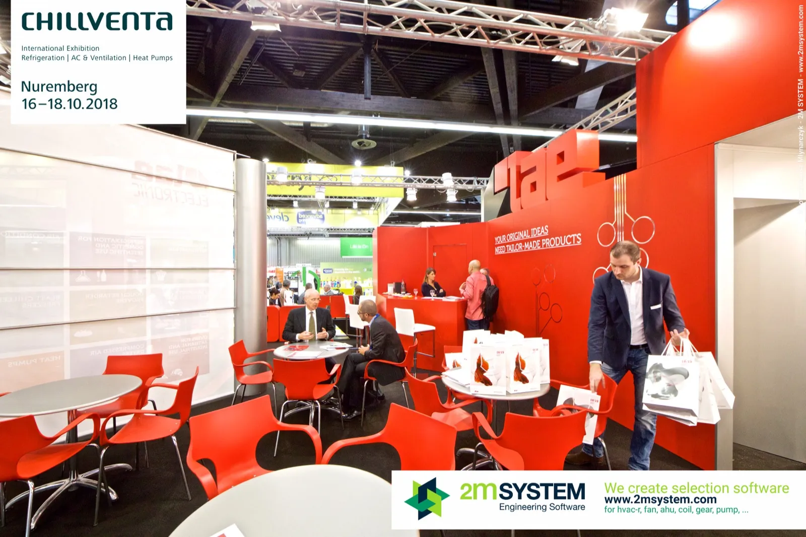 Red LAE lounge with "Your original ideas need tailor-made products" at Chillventa 2018