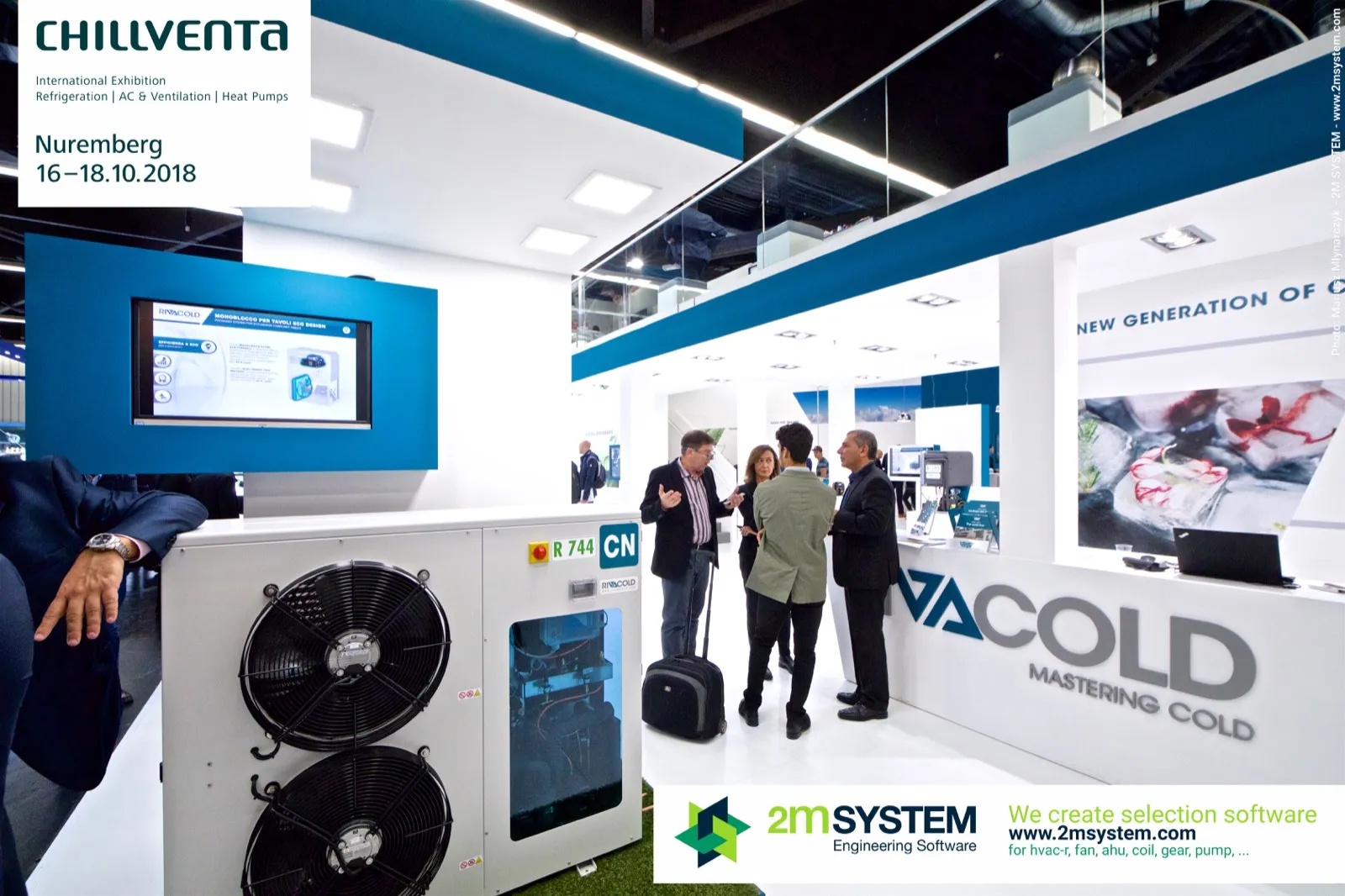 Rivacold R 744 CN condensing unit in front of the stand counter at Chillventa 2018