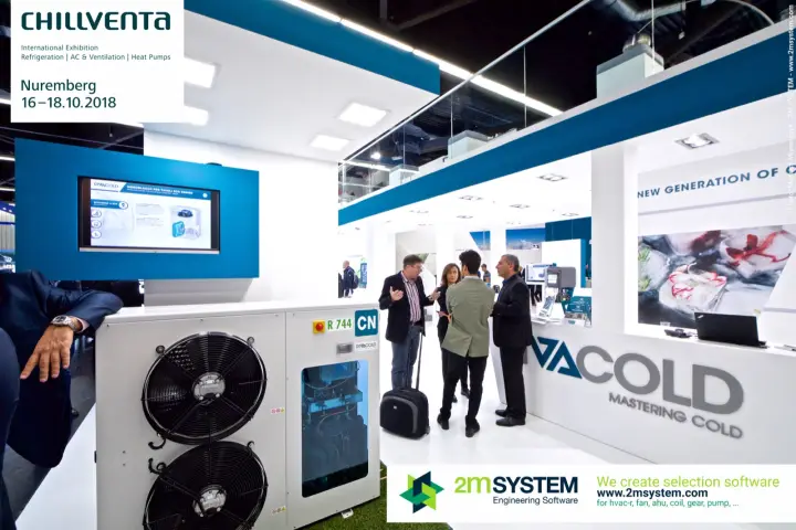 Rivacold R 744 CN condensing unit in front of the stand counter at Chillventa 2018