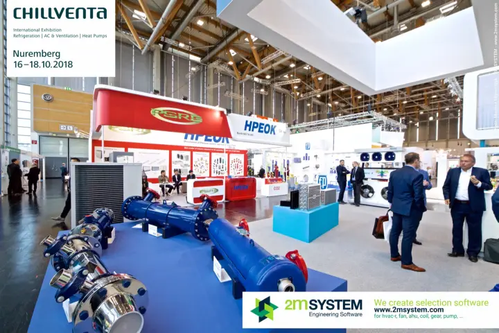 Roenest shell-and-tube heat exchangers in front of the red HPEOK stand at Chillventa 2018