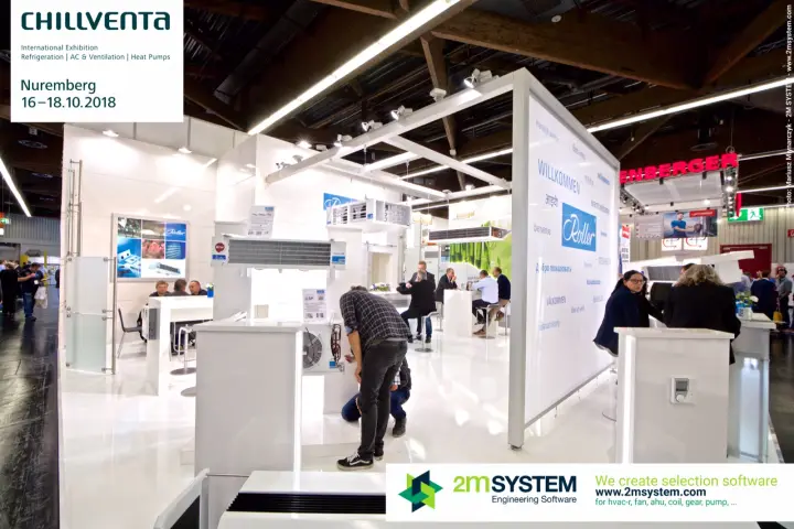 Roller stand with multilingual "Willkommen" welcome wall at Chillventa 2018