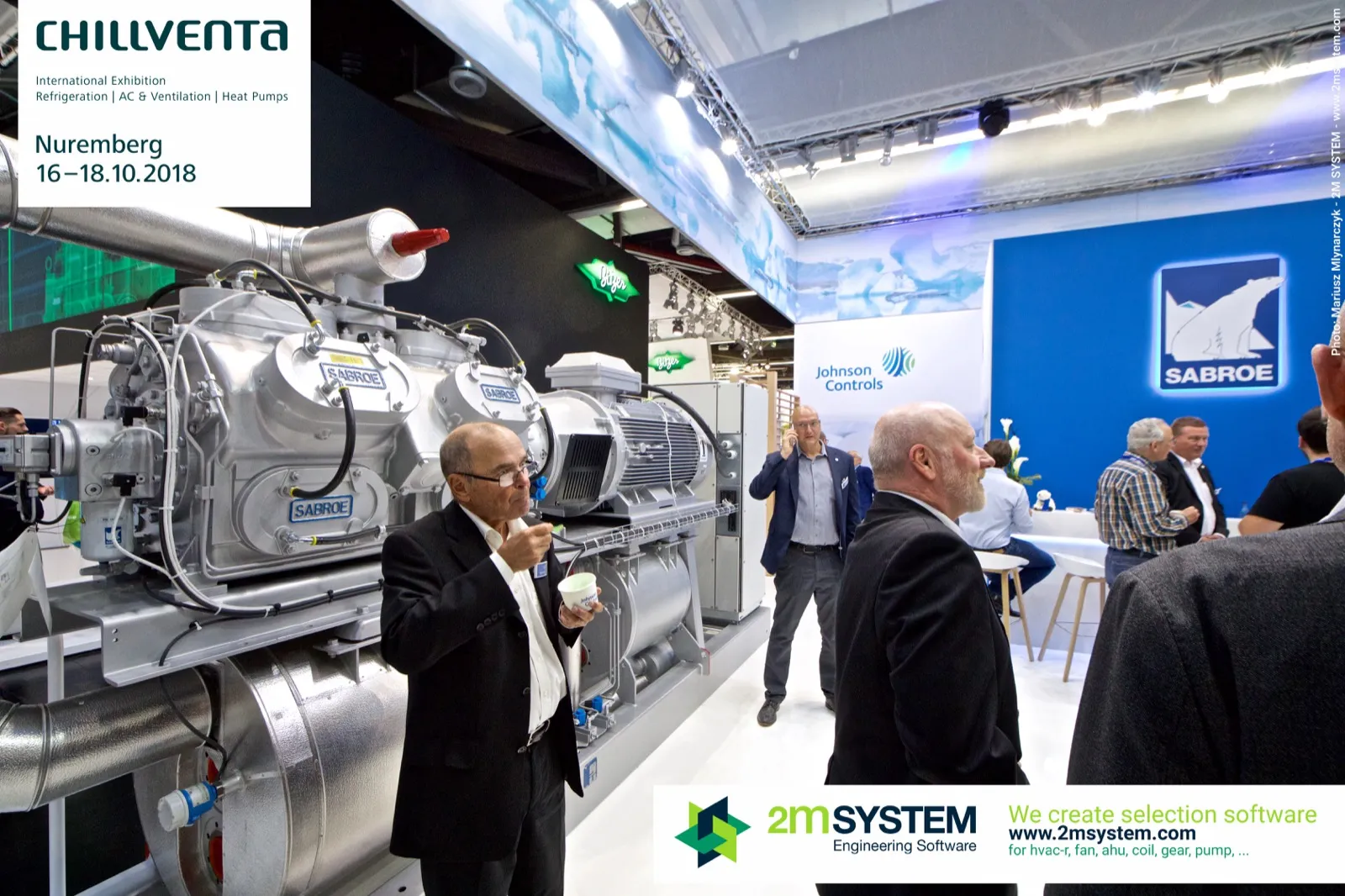 Sabroe compressor package with motor along the Johnson Controls stand at Chillventa 2018