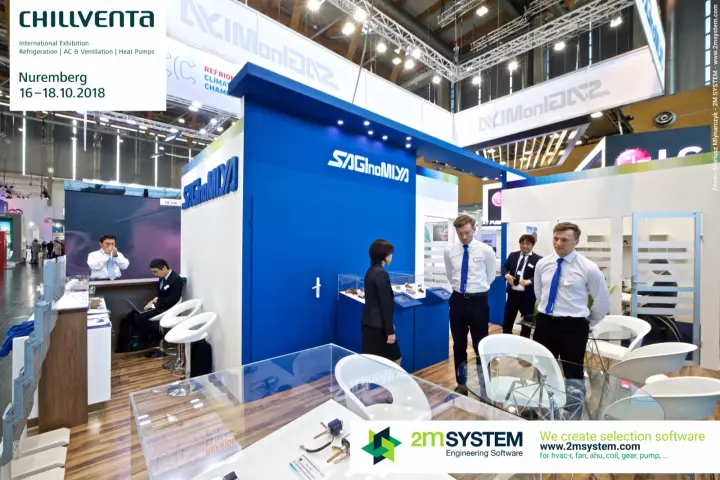 Saginomiya stand with blue wall and valve display cases