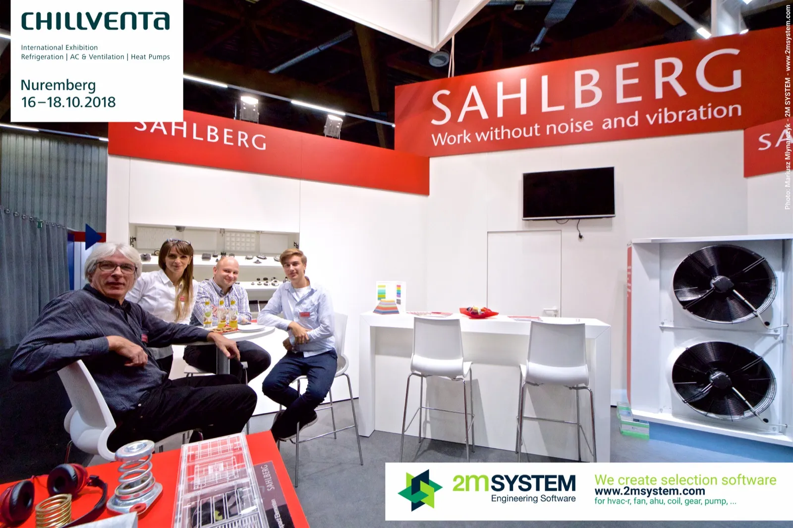 Sahlberg team at the stand with anti-vibration mounts at Chillventa 2018