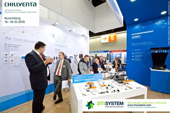 Sauermann condensate removal pumps table and Balometer DBM 610 display at Chillventa 2018