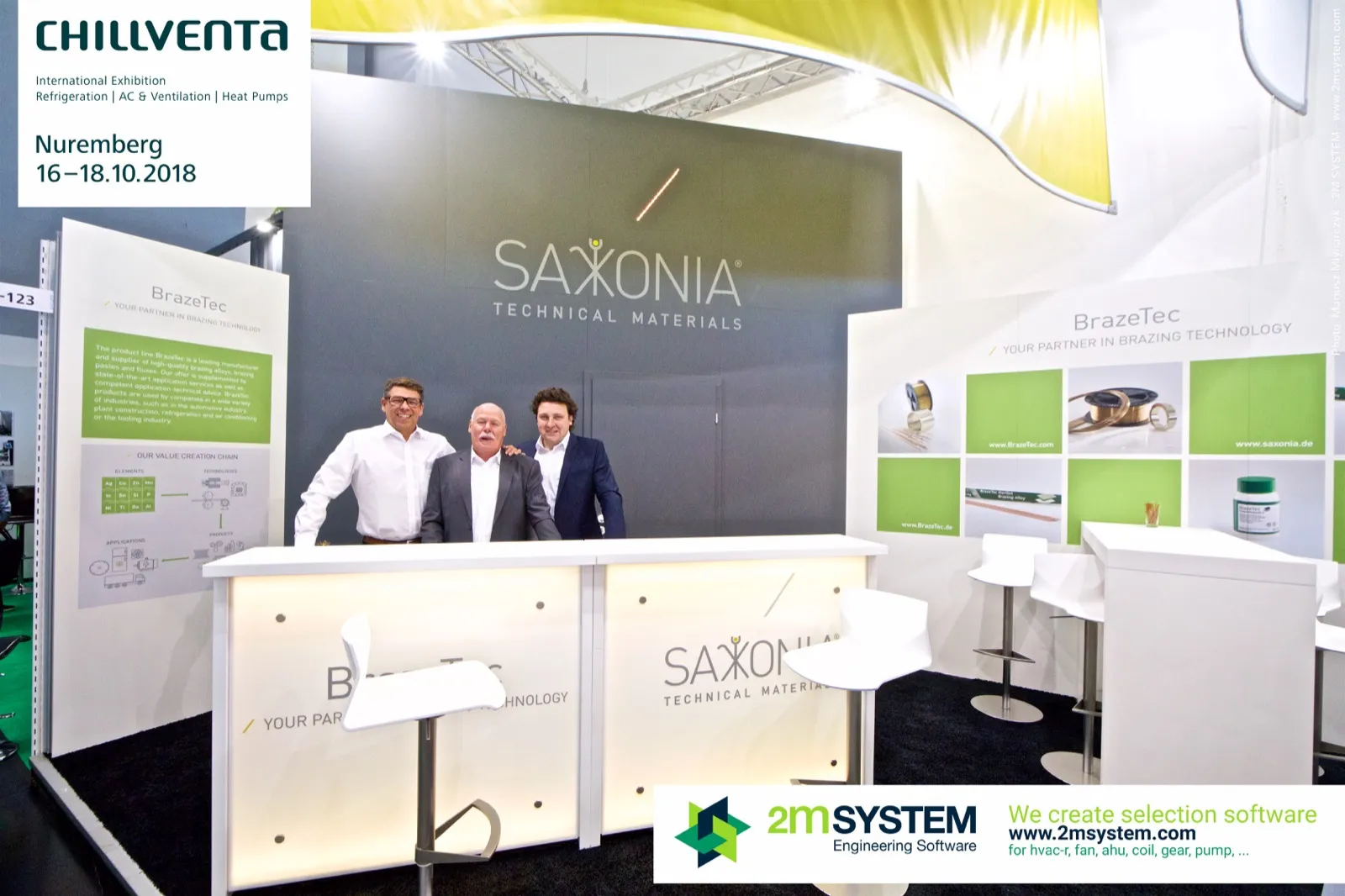 Saxonia Technical Materials team at the BrazeTec brazing products counter at Chillventa 2018