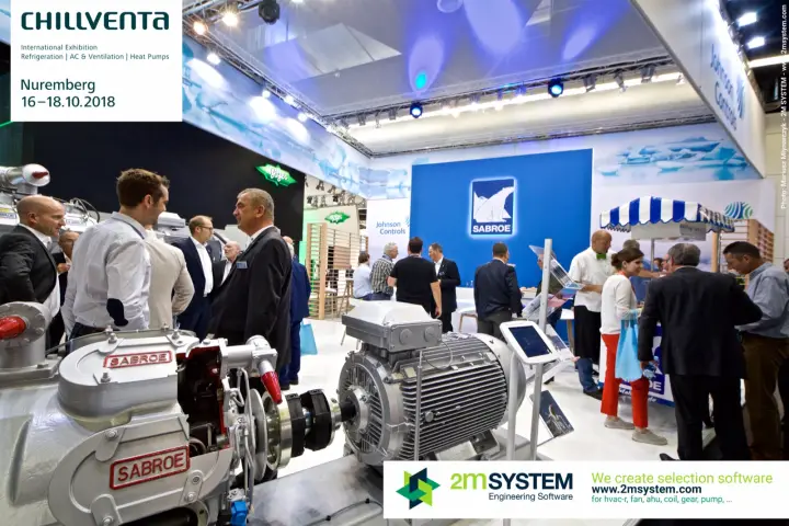 Sectioned Sabroe compressor with motor at the Johnson Controls stand at Chillventa 2018
