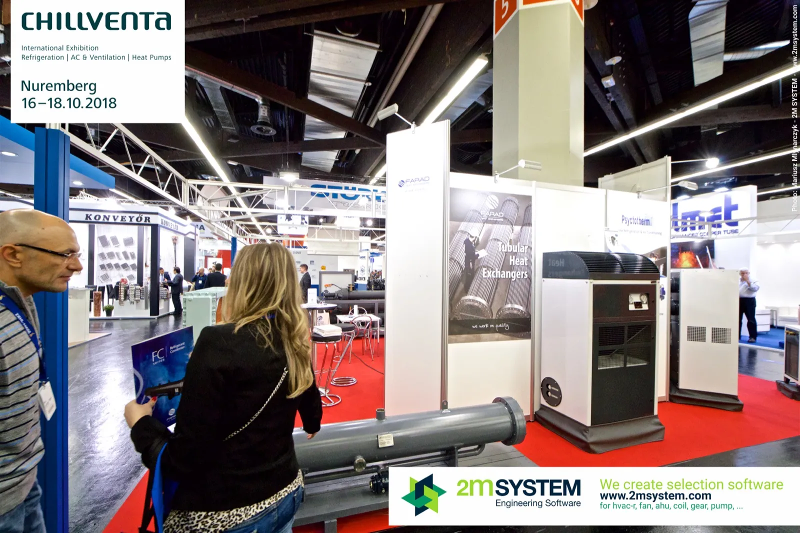 Shell and tube heat exchanger in front of the Farad and Psyctotherm stand at Chillventa 2018