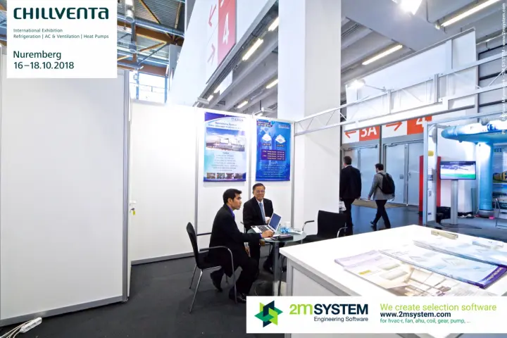 Side view of the Amena booth with brochures on the counter at Chillventa 2018