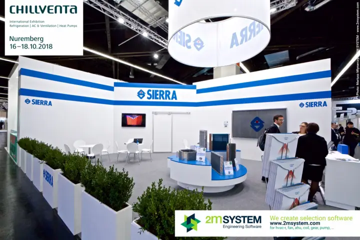 Sierra stand with round coil display and hanging drum banner