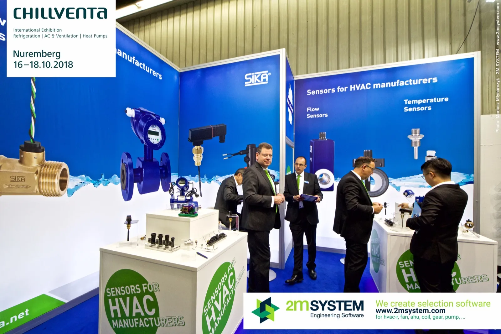 Sika stand with flow and temperature sensors for HVAC manufacturers at Chillventa 2018