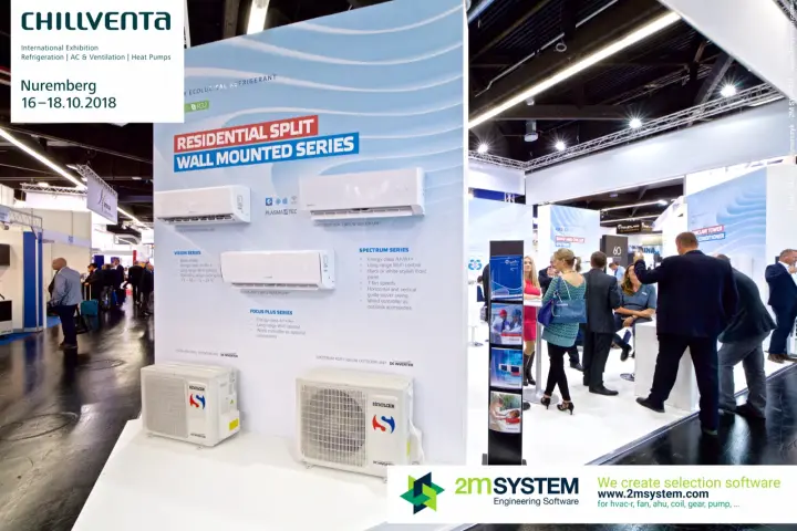 Sinclair "Residential Split Wall Mounted Series" display with R32 units at Chillventa 2018