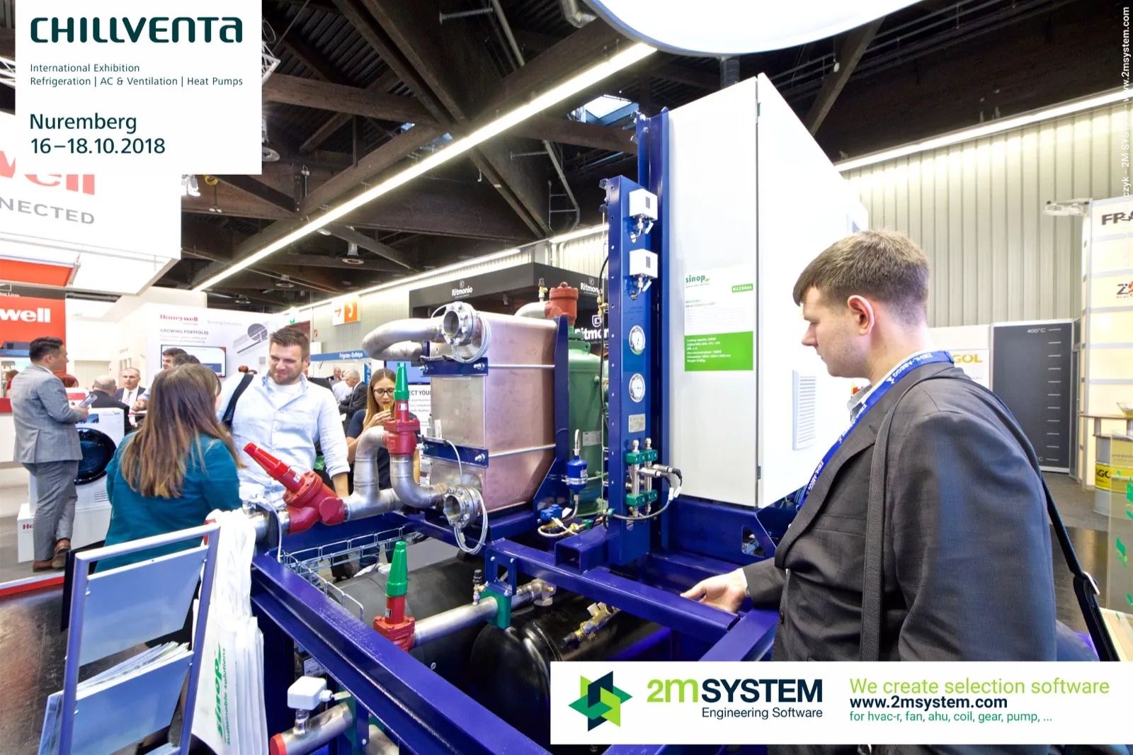 Sinop blue-frame chiller with plate heat exchanger and safety valves at Chillventa 2018