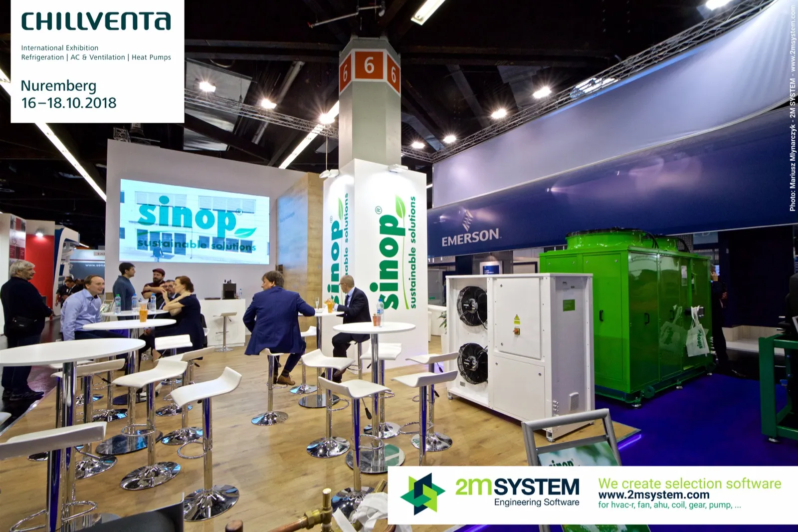 Sinop lounge and equipment area under the hall 6 column at Chillventa 2018