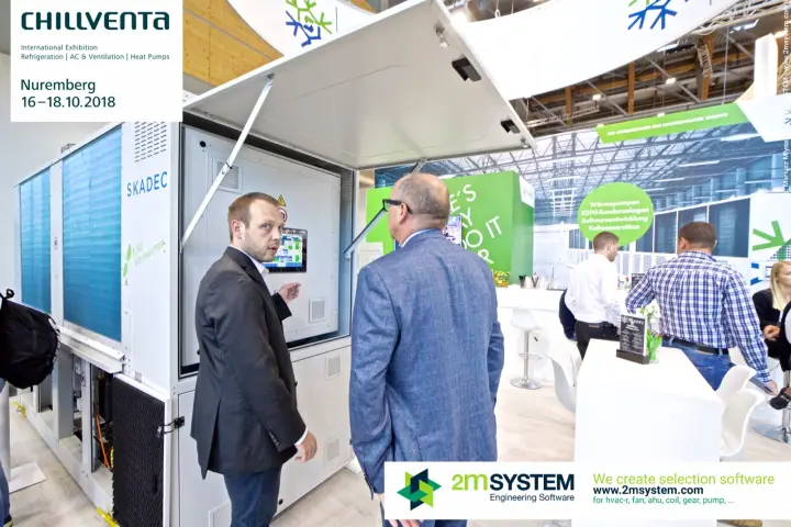 Skadec R290 heat pump with open panel and touchscreen controller at Chillventa 2018