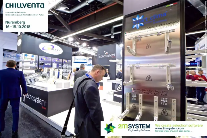 Smart Clima Galileo-Keplero Eco bracket panel beside the Tecnosystemi stand at Chillventa 2018