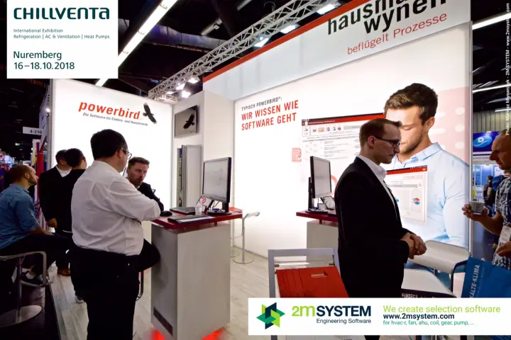 Software demo pedestals and backlit graphics at Hausmann Wynen at Chillventa 2018