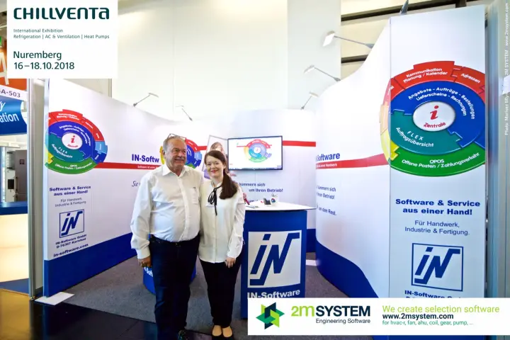 IN-Software stand with business software module wheel graphics at Chillventa 2018