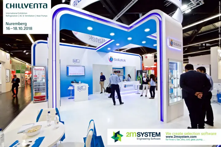Sollatek stand with blue arches and IoT Bar counter