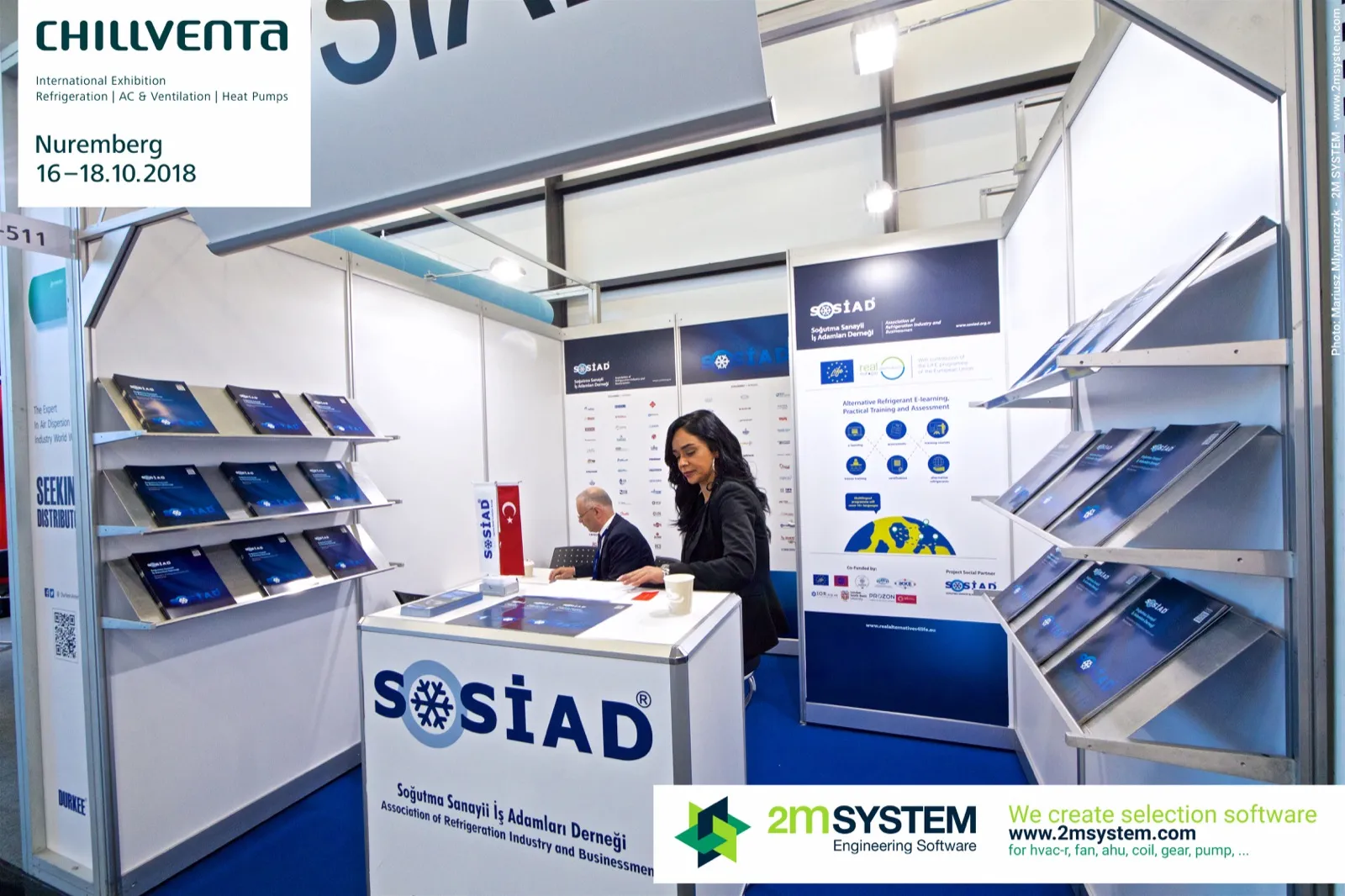 SOSIAD counter and alternative refrigerant training poster at Chillventa 2018