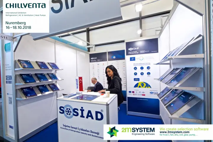 SOSIAD counter and alternative refrigerant training poster at Chillventa 2018