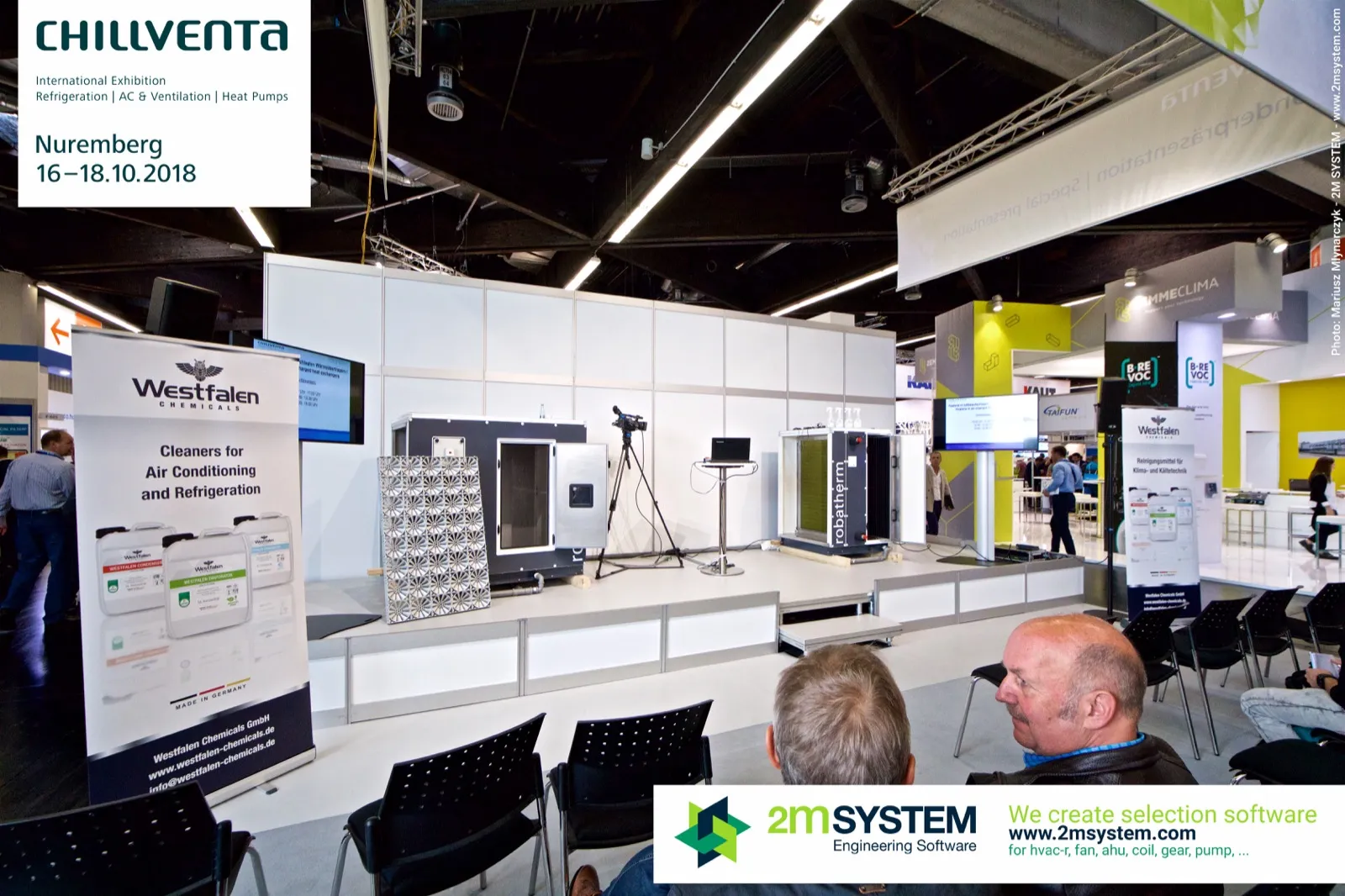 Special presentation stage with robatherm units and a Westfalen Chemicals roll-up at Chillventa 2018