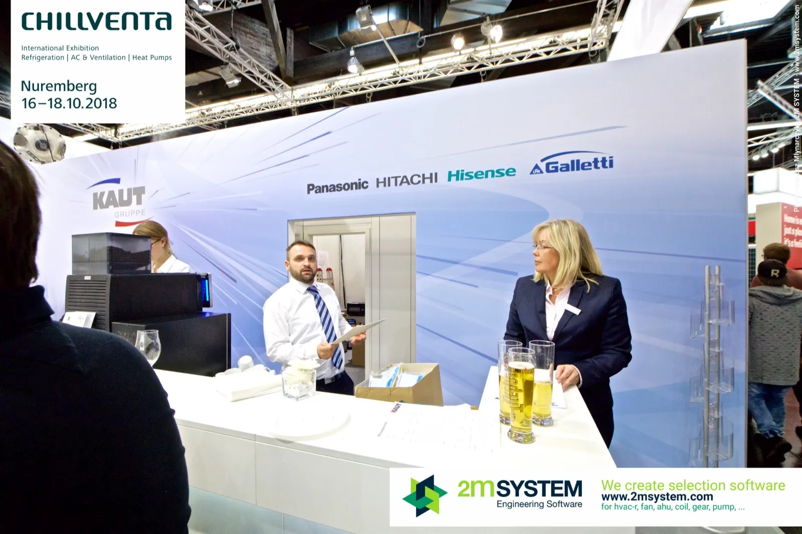 Staff at the Kaut Gruppe counter under the partner brand wall at Chillventa 2018