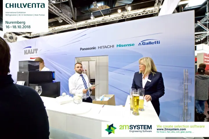 Staff at the Kaut Gruppe counter under the partner brand wall at Chillventa 2018