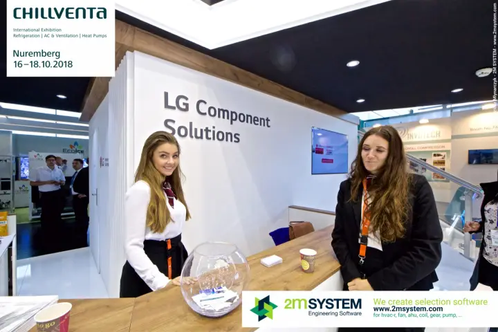 Staff at the LG Component Solutions counter at Chillventa 2018