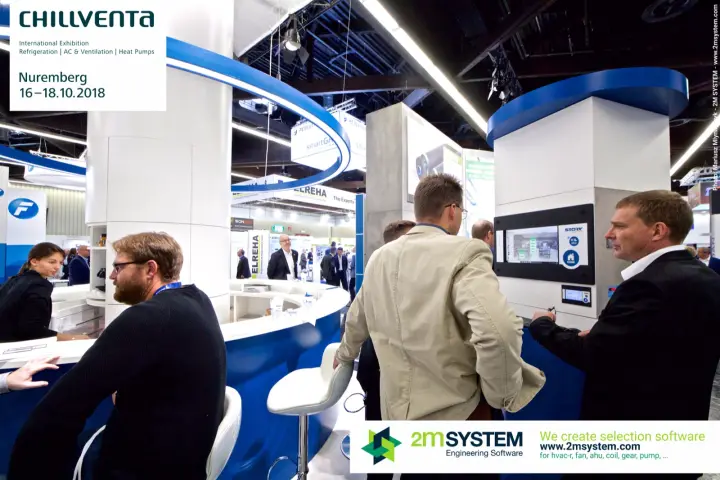 Störk-Tronic touchscreen demo beside a blue and white round bar