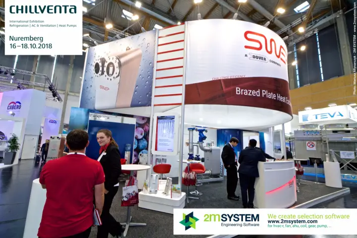 SWEP stand with circular canopy promoting brazed plate heat exchangers