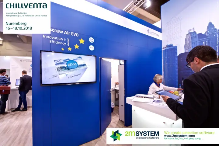 SyScrew Air EVO award wall with R513A refrigerant screen at Chillventa 2018