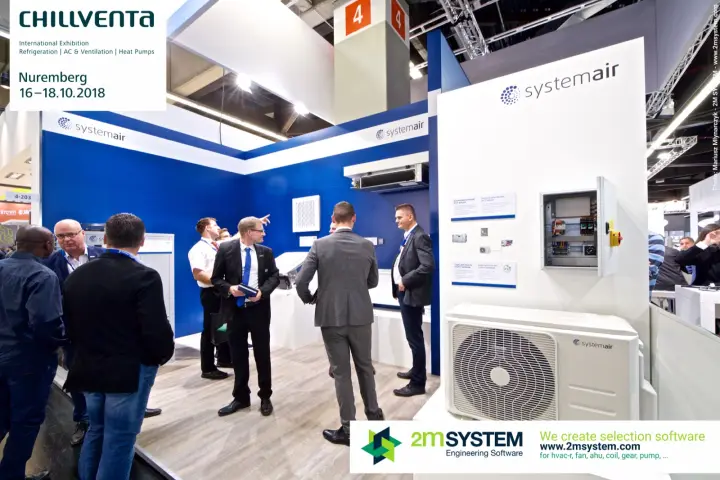 Systemair split system display with open control cabinet and blue room
