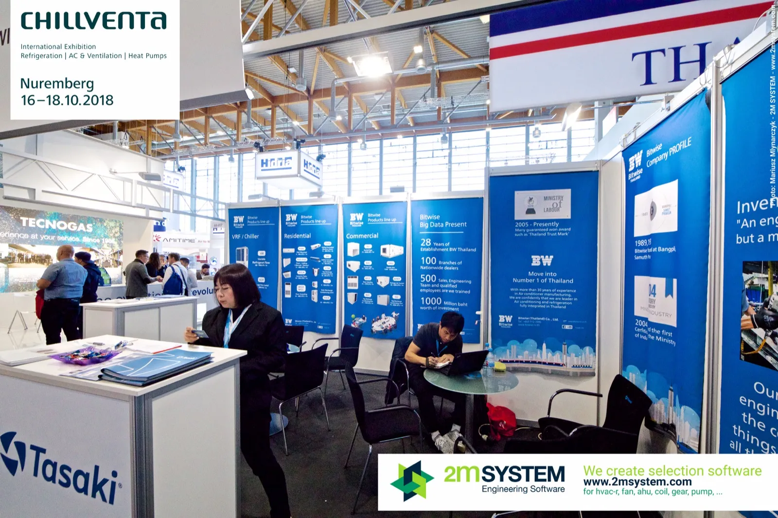 Tasaki counter and Bitwise company profile banners in the Thailand pavilion at Chillventa 2018