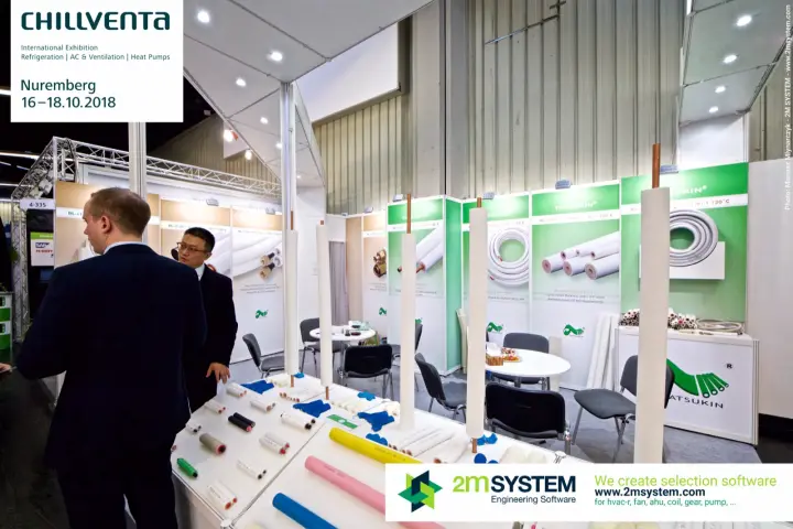 Tatsukin display of insulated copper pipes and coloured insulation tubes at Chillventa 2018