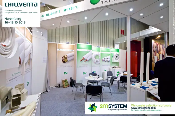 Tatsukin stand with insulated pipe panels and trunking samples at Chillventa 2018