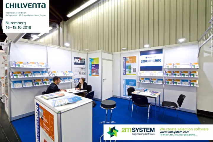 Tecniche Nuove publishing stand with Zerosottozero magazine racks at Chillventa 2018