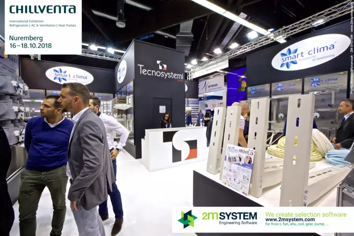 Tecnosystemi reception desk and PICO Anti Mould leaflet beside Smart Clima walls