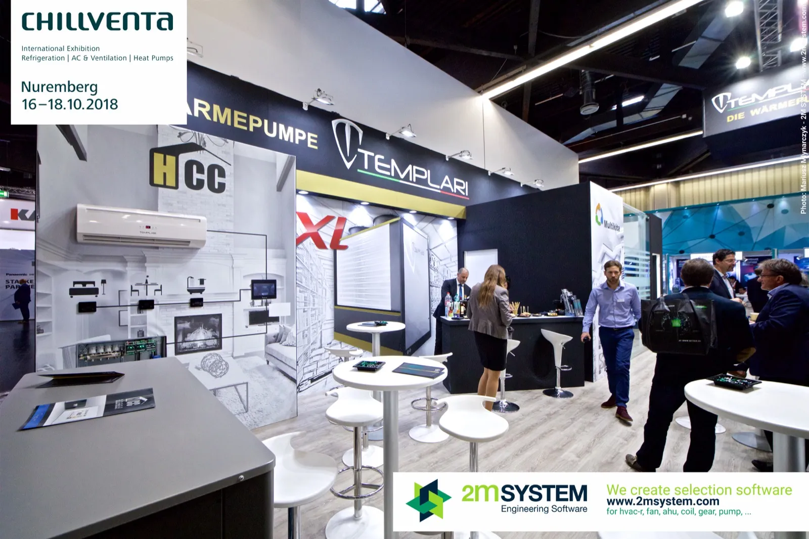 Templari HCC wall with split unit and home system diagram at Chillventa 2018