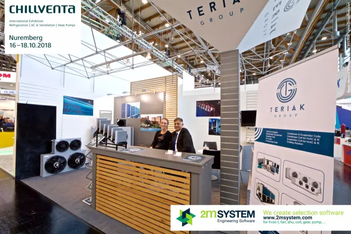 Teriak Group stand overview with condensing units and coil display