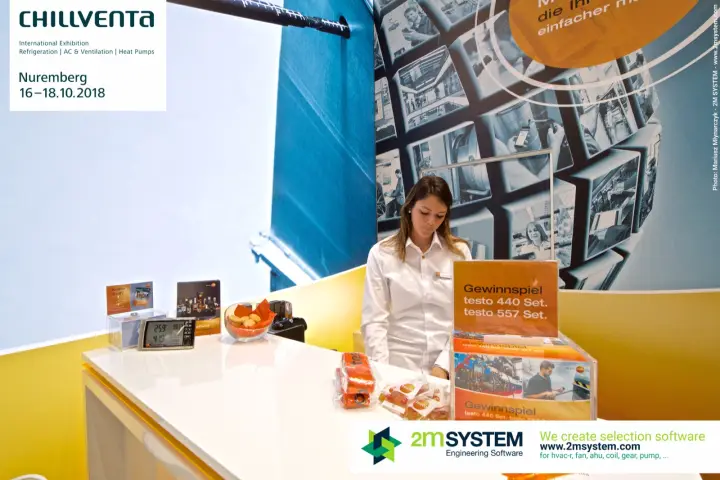 Testo info desk with prize draw for testo 440 and testo 557 sets at Chillventa 2018