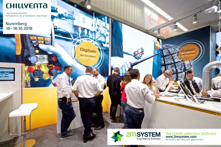 Testo stand with large digital manifold graphic and crowded counter at Chillventa 2018