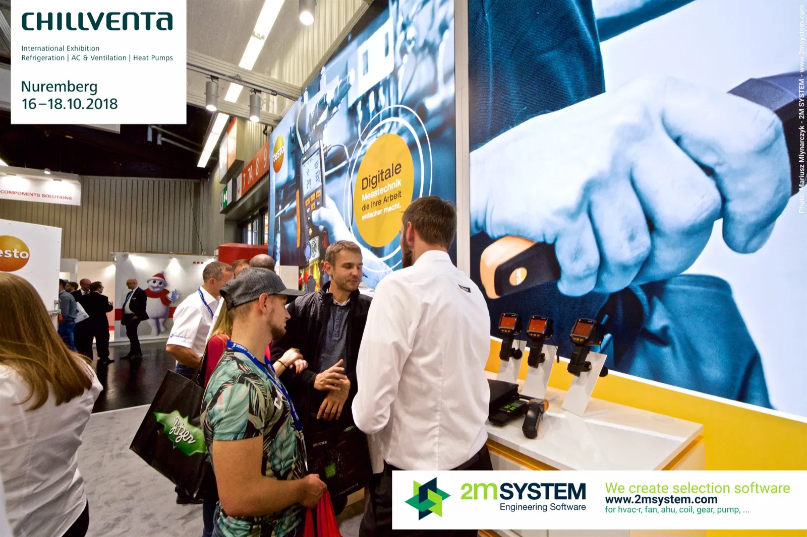 Testo thermal imaging cameras on display with staff advising visitors at Chillventa 2018