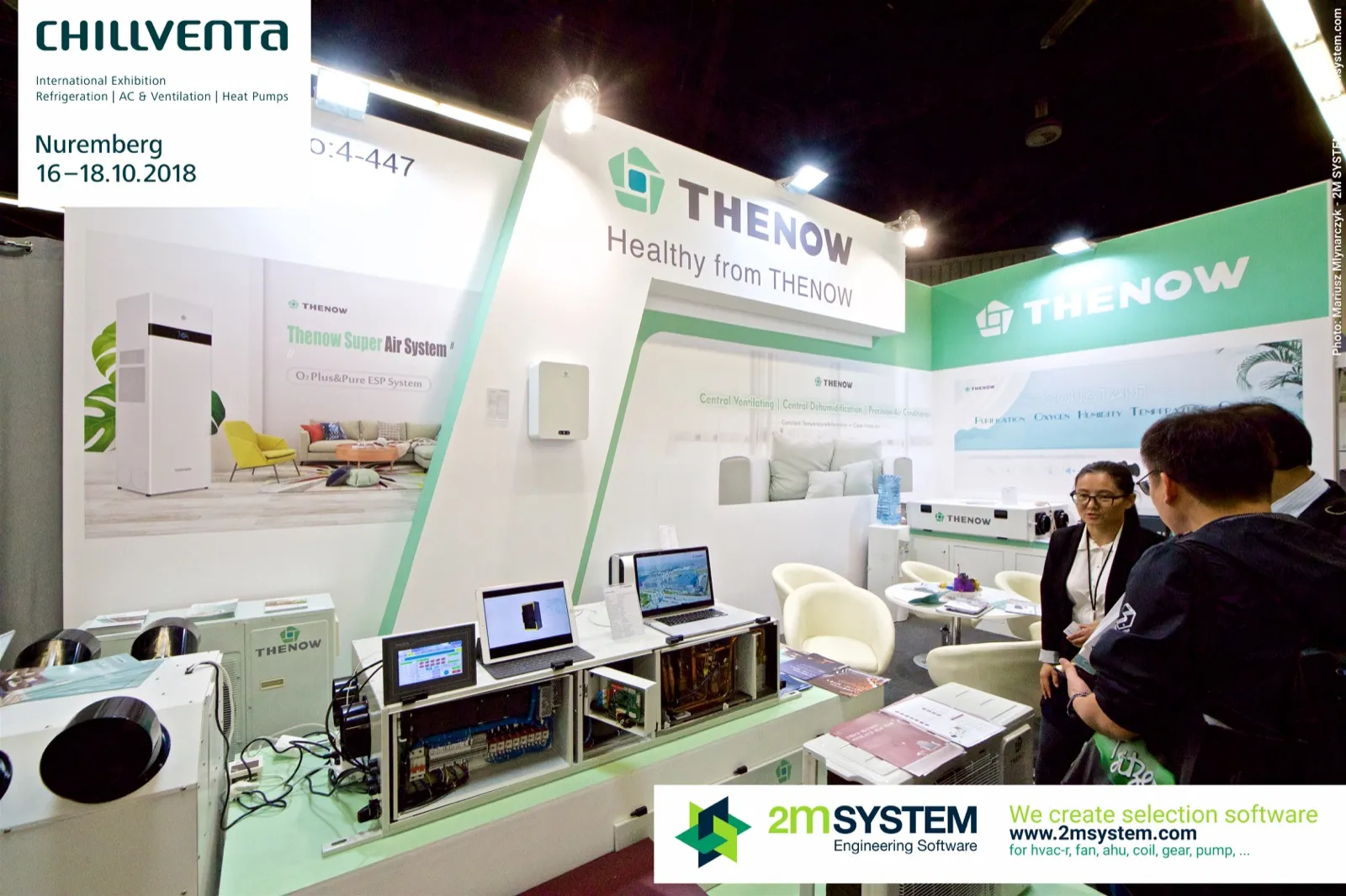 Thenow stand with an opened ventilation unit and touch control panel at Chillventa 2018
