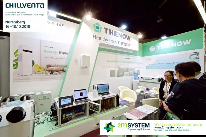 Thenow stand with an opened ventilation unit and touch control panel at Chillventa 2018