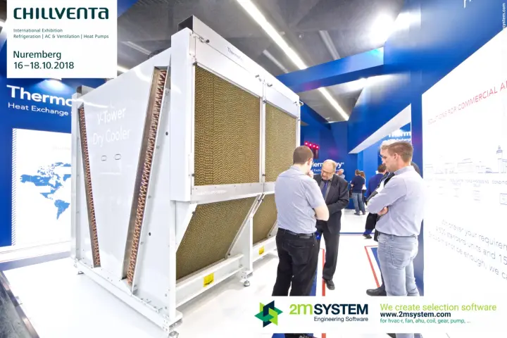 ThermoKey V-Tower Dry Cooler with adiabatic pre-cooling pads at Chillventa 2018