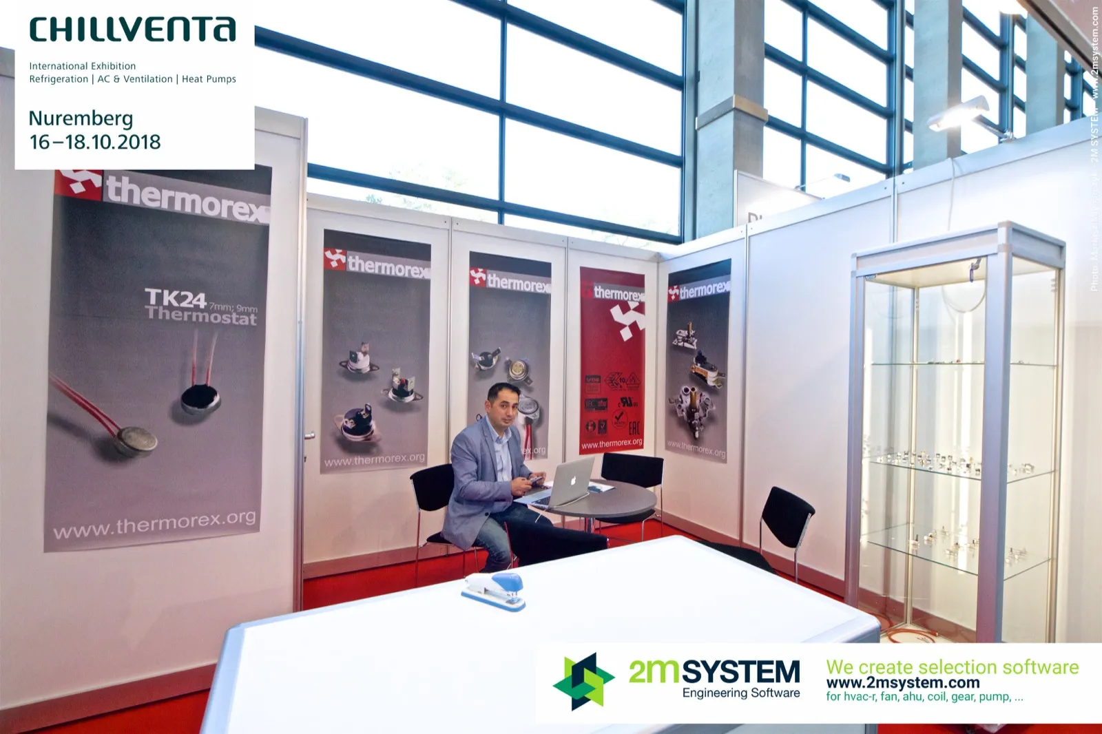 Thermorex stand with TK24 thermostat poster and sample showcase at Chillventa 2018