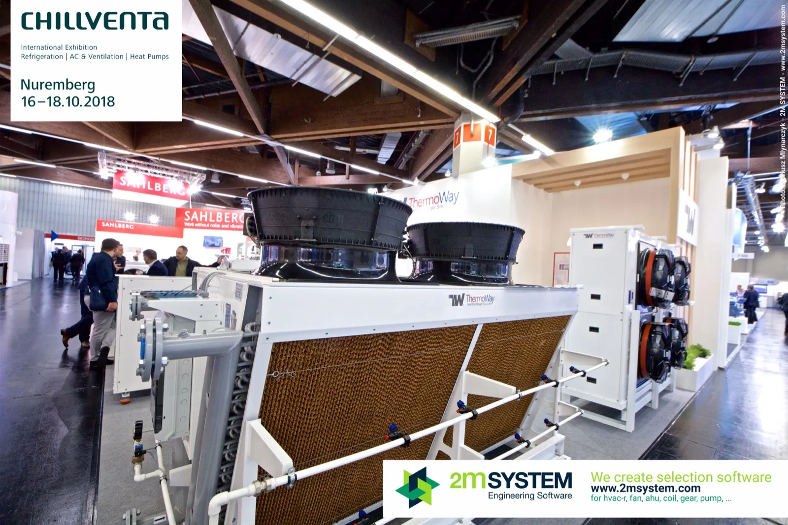 ThermoWay adiabatic cooler with cellulose pads and two large top fans at Chillventa 2018