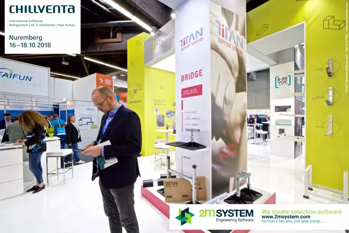 Titan Support Systems BRIDGE pipe and duct supports on the 2Emmeclima stand at Chillventa 2018