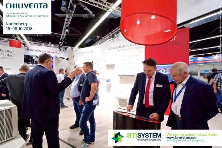 Touchscreen table demo on the Mitsubishi Electric stand at Chillventa 2018